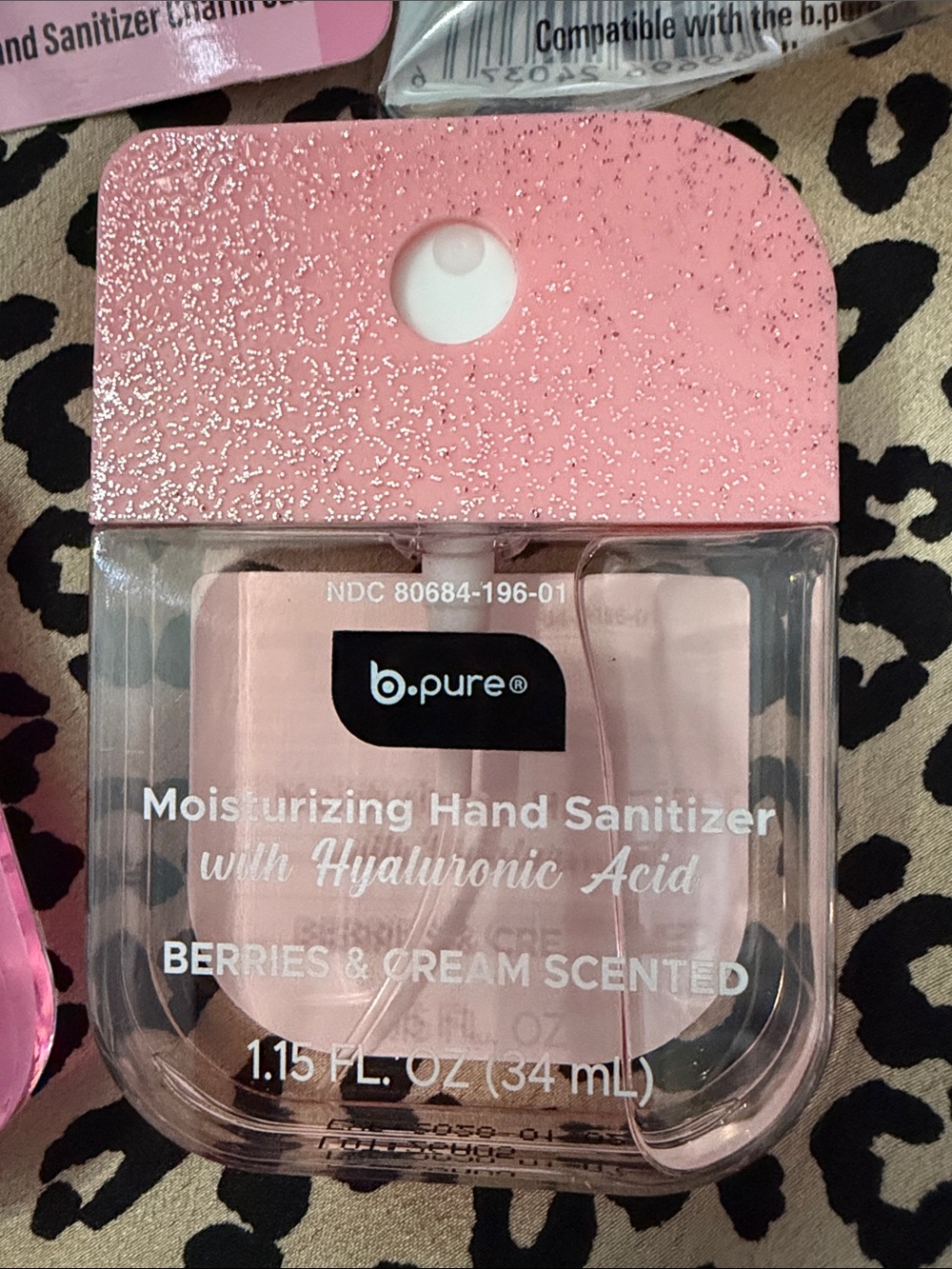 b. pure Pink Glitter Hand Sanitizer Duo with Cases & Charms Viral - Picture 3 of 7